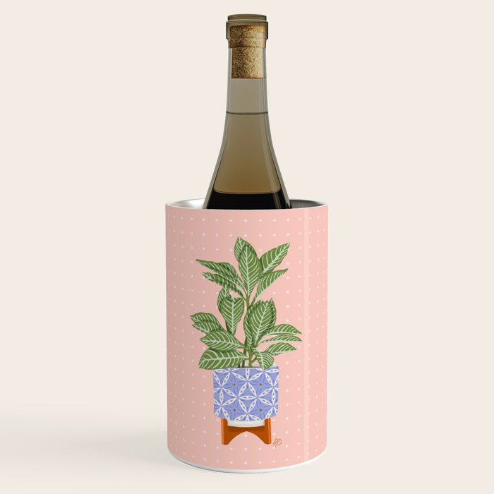 Patterned Pot Plant on Geometric Background Wine Chiller Gallery Image 1