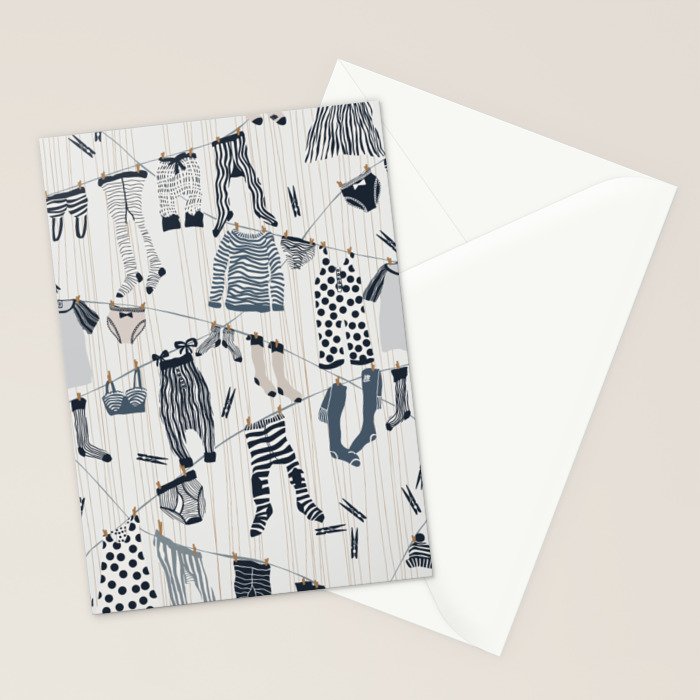 Hang out in laundry room Illu denim Stationery Card Gallery Image 2