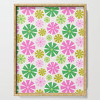 Retro Pinwheel Snowflakes - Green & Pink Serving Tray Gallery Image 1