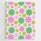 Retro Pinwheel Snowflakes - Green & Pink Jigsaw Puzzle Gallery Image 1