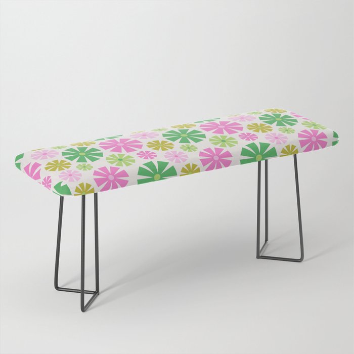Retro Pinwheel Snowflakes - Green & Pink Bench Gallery Image 1