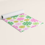 Retro Pinwheel Snowflakes - Green & Pink Yoga Mat Gallery Image 2