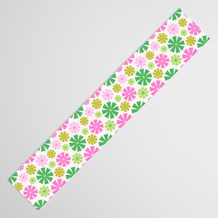Retro Pinwheel Snowflakes - Green & Pink Table Runner Gallery Image 3