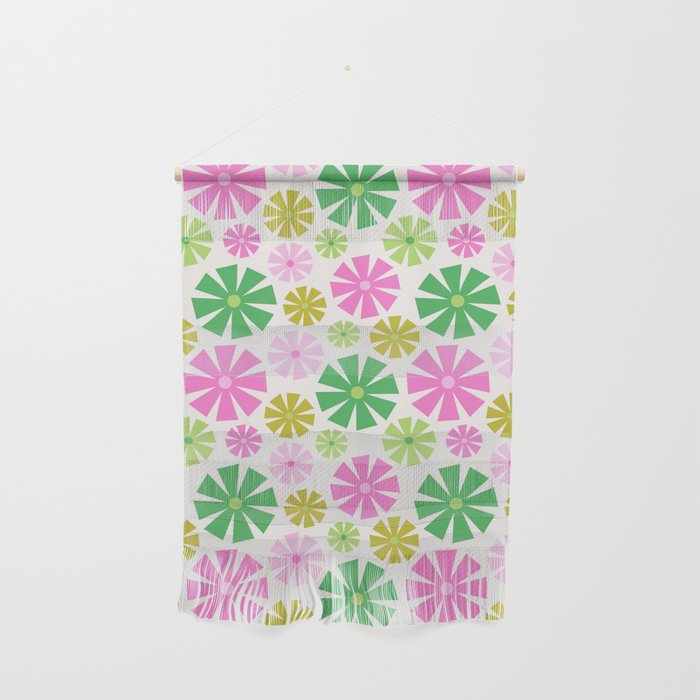 Retro Pinwheel Snowflakes - Green & Pink Wall Hanging Gallery Image 1