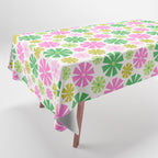 Retro Pinwheel Snowflakes - Green & Pink Tablecloth Gallery Image 1