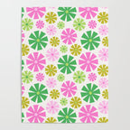 Retro Pinwheel Snowflakes - Green & Pink Poster Gallery Image 4