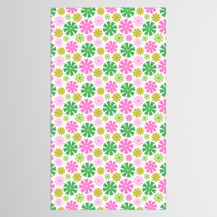 Retro Pinwheel Snowflakes - Green & Pink Tablecloth Gallery Image 2