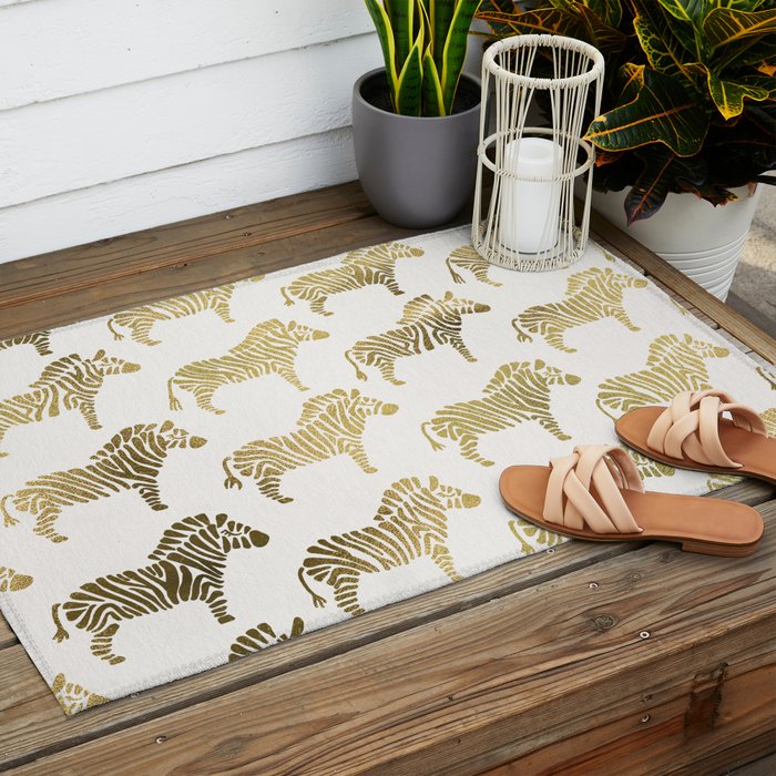 Golden Zebras Outdoor Rug Gallery Image 2