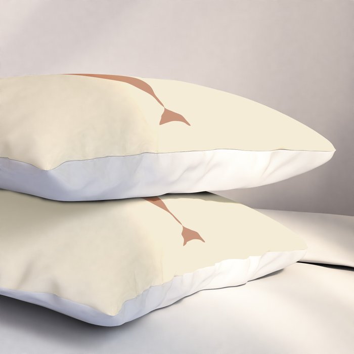 Fish Trio Mid-Century Modern Minimalism in Orange, Slate Blue, Brown, and Cream Beige Pillow Sham Gallery Image 3
