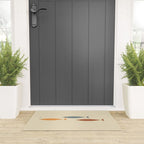 Fish Trio Mid-Century Modern Minimalism in Orange, Slate Blue, Brown, and Cream Beige Welcome Mat Gallery Image 3