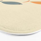 Fish Trio Mid-Century Modern Minimalism in Orange, Slate Blue, Brown, and Cream Beige Bath Mat Gallery Image 3