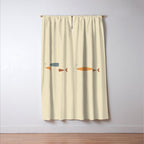 Fish Trio Mid-Century Modern Minimalism in Orange, Slate Blue, Brown, and Cream Beige Window Curtain Gallery Image 3