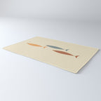 Fish Trio Mid-Century Modern Minimalism in Orange, Slate Blue, Brown, and Cream Beige Rug Gallery Image 3