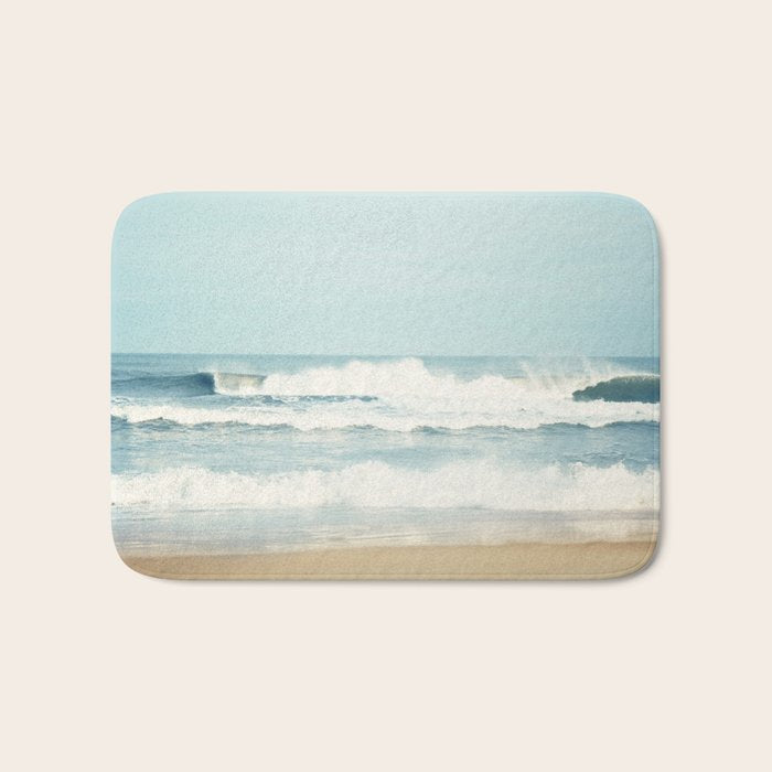 Ocean Photography, Calming Sea Photo, Blue Waves Seascape Photograph, Beach Print Bath Mat Gallery Image 1