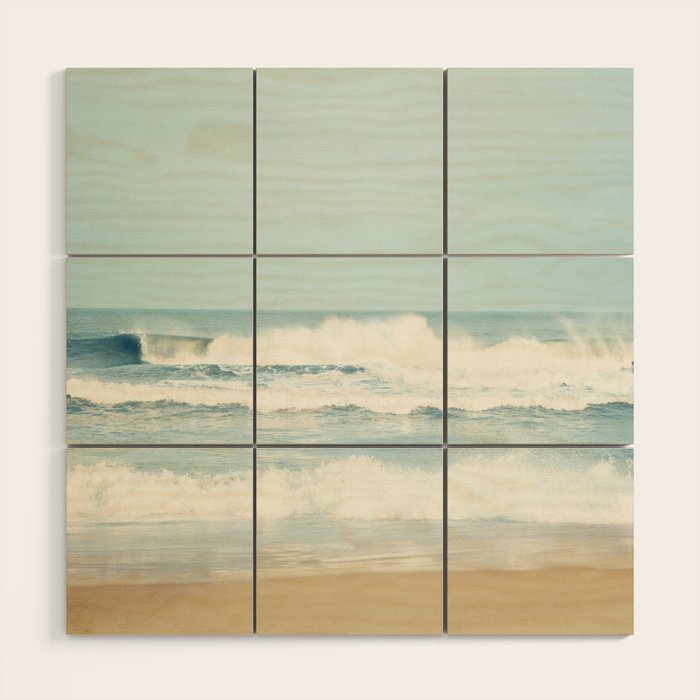 Ocean Photography, Calming Sea Photo, Blue Waves Seascape Photograph, Beach Print Wood Wall Art Gallery Image 1