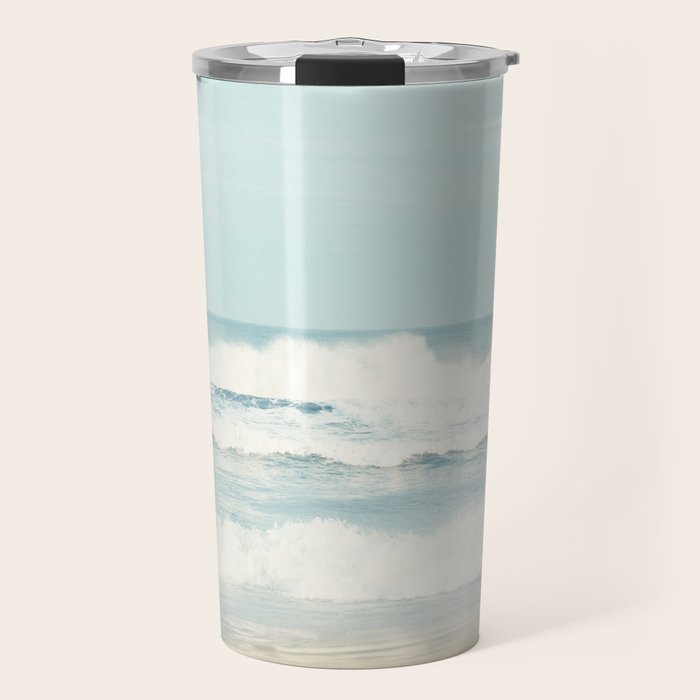 Ocean Photography, Calming Sea Photo, Blue Waves Seascape Photograph, Beach Print Travel Mug Gallery Image 1