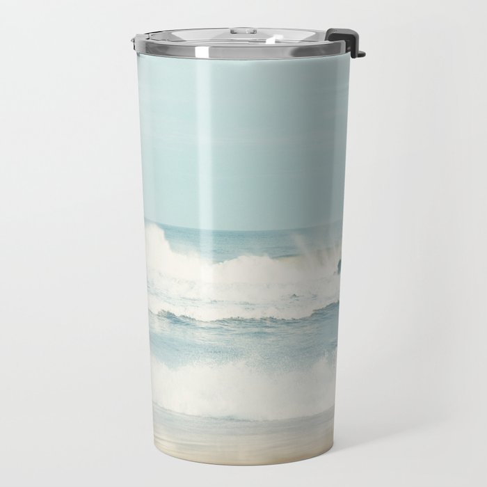 Ocean Photography, Calming Sea Photo, Blue Waves Seascape Photograph, Beach Print Travel Mug Gallery Image 2