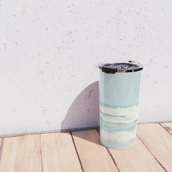 Ocean Photography, Calming Sea Photo, Blue Waves Seascape Photograph, Beach Print Travel Mug Gallery Image 4