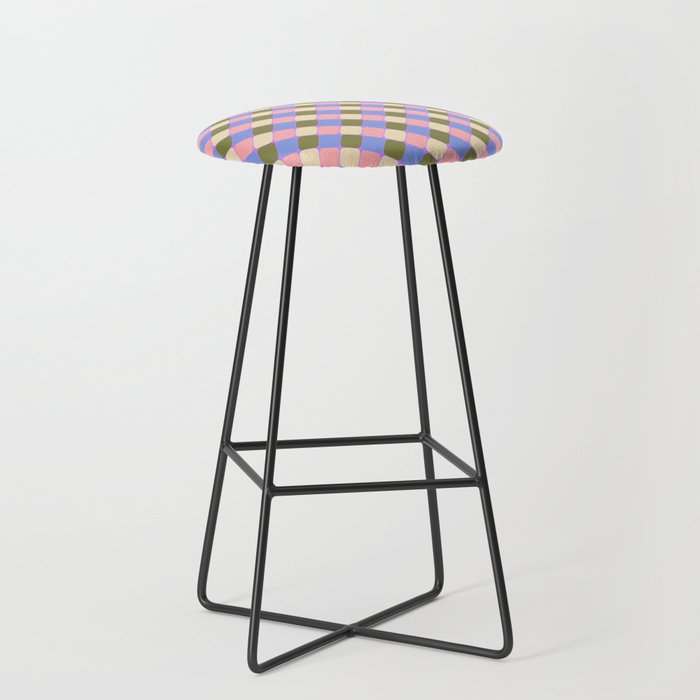 Checkered Geometric Shapes - Very Peri, Blue, Olive, Pink and Cream  Stool Gallery Image 1