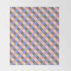 Checkered Geometric Shapes - Very Peri, Blue, Olive, Pink and Cream  Throw Blanket Gallery Image 2