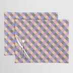 Checkered Geometric Shapes - Very Peri, Blue, Olive, Pink and Cream  Placemat Gallery Image 1