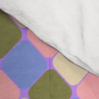 Checkered Geometric Shapes - Very Peri, Blue, Olive, Pink and Cream  Comforter Gallery Image 4