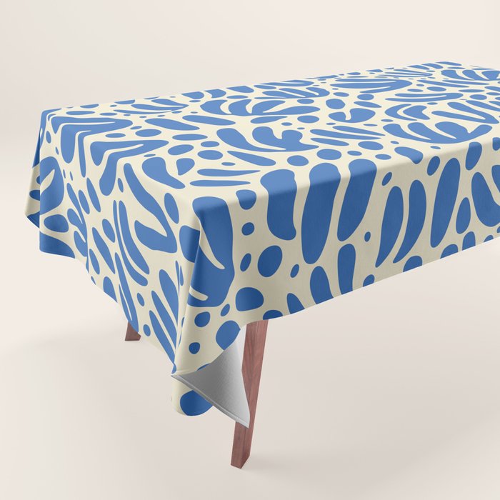Abstract blue nature leaf shape art pattern Tablecloth Gallery Image 1
