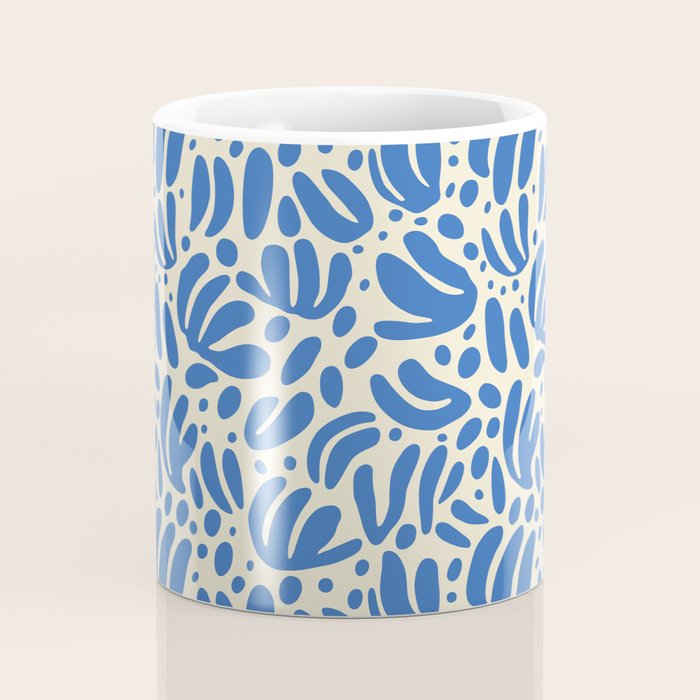 Abstract blue nature leaf shape art pattern Coffee Mug Gallery Image 4