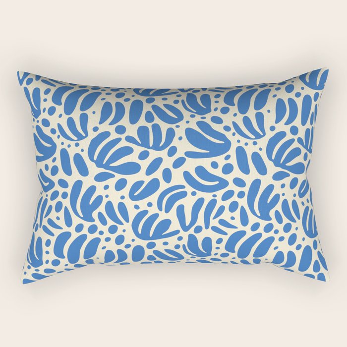 Abstract blue nature leaf shape art pattern Rectangular Pillow Gallery Image 1
