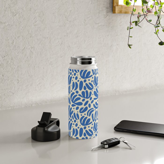 Abstract blue nature leaf shape art pattern Water Bottle Gallery Image 4