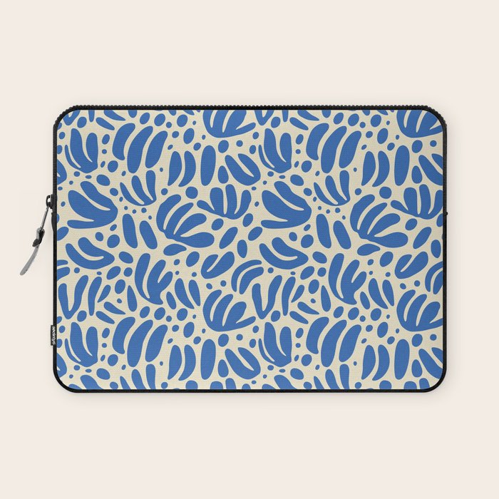 Abstract blue nature leaf shape art pattern Laptop Sleeve Gallery Image 1