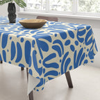 Abstract blue nature leaf shape art pattern Tablecloth Gallery Image 3