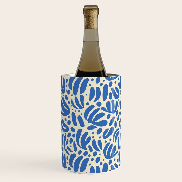 Abstract blue nature leaf shape art pattern Wine Chiller Gallery Image 3
