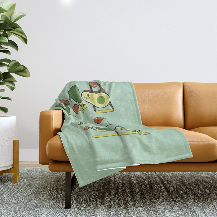 Avocado Yoga With The Seed Throw Blanket Gallery Image 1