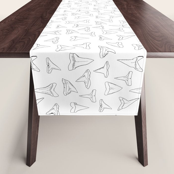 SHARK TEETH PATTERN-white Table Runner Gallery Image 1