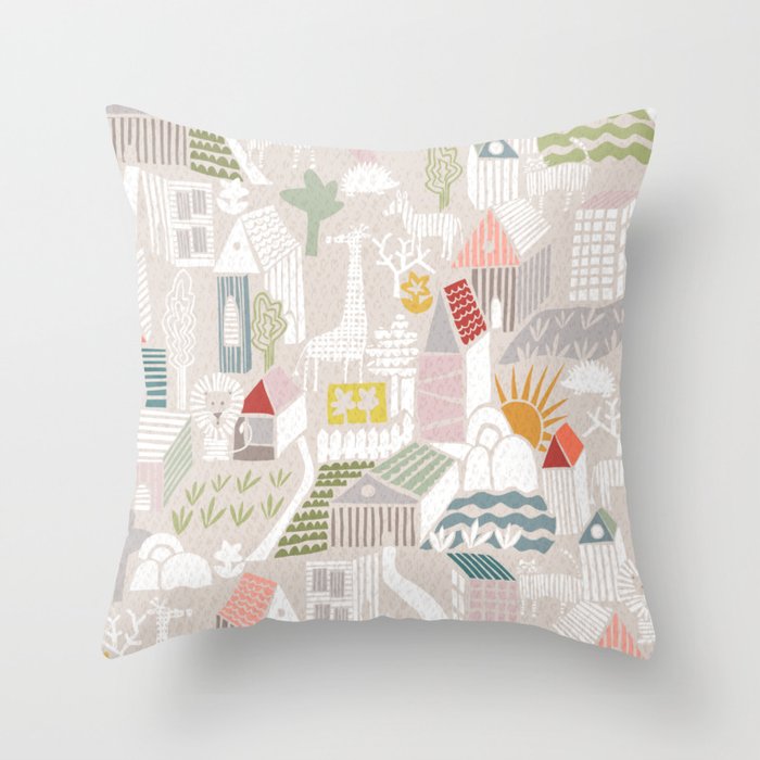 Wild animals hiding in the city Throw Pillow Gallery Image 1