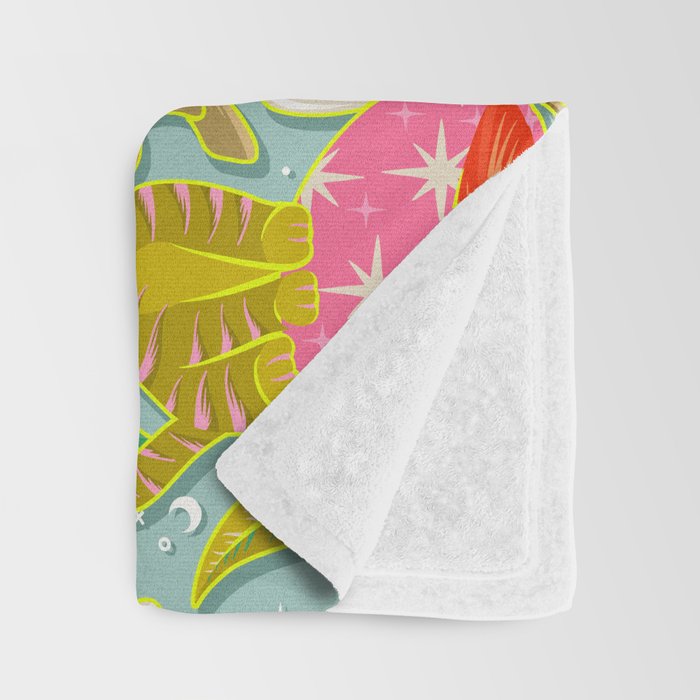 Kittens & Shrooms - Electric on Blue Throw Blanket Gallery Image 3