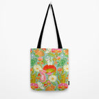 Kittens & Shrooms - Electric on Blue Tote Bag Gallery Image 2