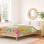 Kittens & Shrooms - Electric on Blue Duvet Cover Gallery Image 2
