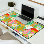 Kittens & Shrooms - Electric on Blue Desk Mat Gallery Image 2
