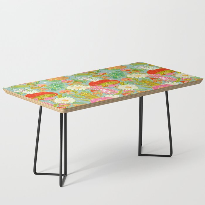 Kittens & Shrooms - Electric on Blue Coffee Table Gallery Image 1