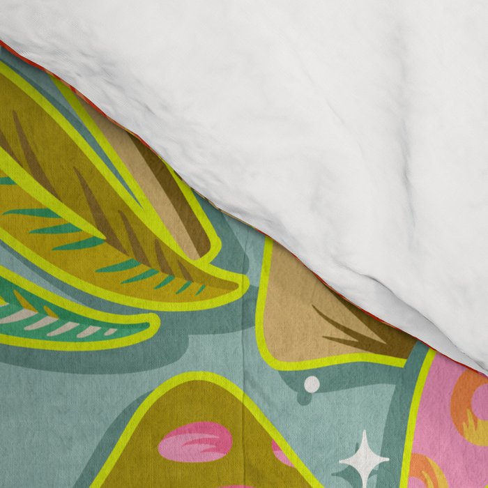 Kittens & Shrooms - Electric on Blue Comforter Gallery Image 4
