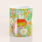 Kittens & Shrooms - Electric on Blue Coffee Mug Gallery Image 4