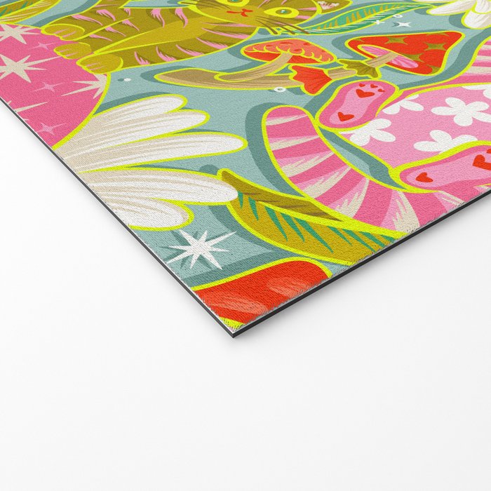 Kittens & Shrooms - Electric on Blue Welcome Mat Gallery Image 2