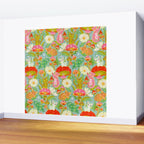 Kittens & Shrooms - Electric on Blue Wall Mural Gallery Image 2