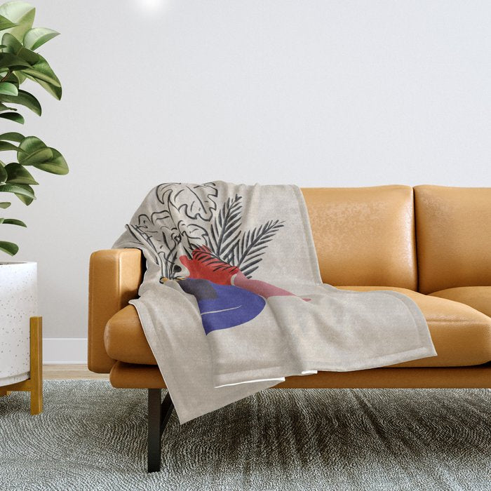 Cat and Plant 66 Throw Blanket Gallery Image 1