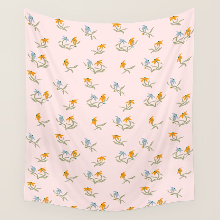 Blush Botanica - Floral Pattern Wall Tapestry Gallery Image 1