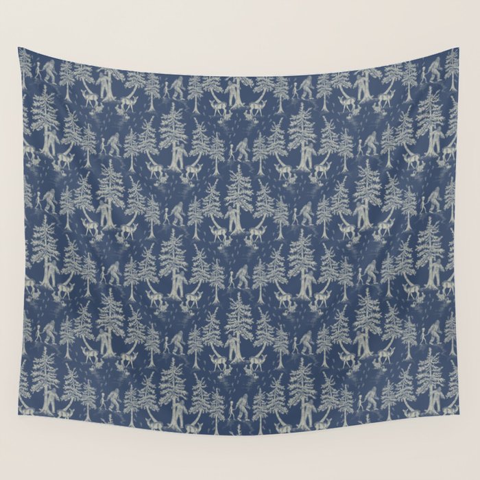 Navy Blue Bigfoot & Friends Wall Tapestry Gallery Image 4