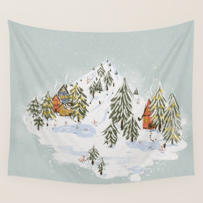 Winter wonderland illustration  Wall Tapestry Gallery Image 1