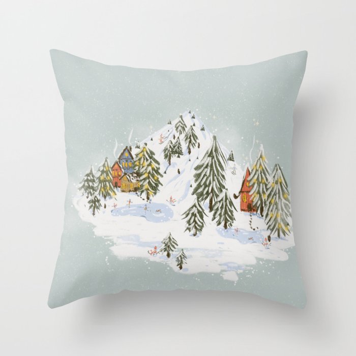 Winter wonderland illustration  Throw Pillow Gallery Image 6